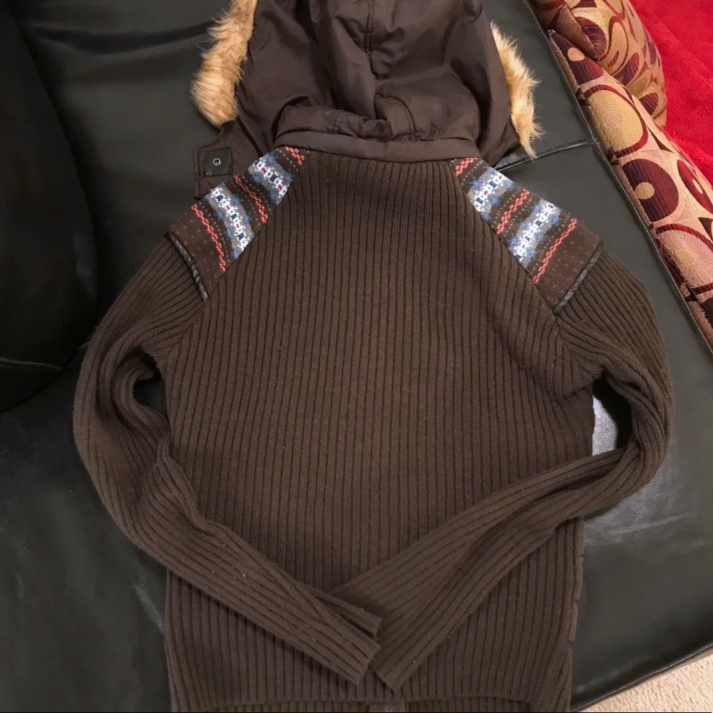 Faux Fur-lined Hooded Puffer Sweater Jacket S/M - Picture 4 of 7